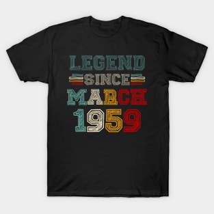 64 Years Old Legend Since March 1959 64th Birthday T-Shirt